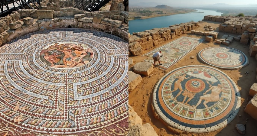 Ancient Greek mosaics dating to the 2nd century BC, discovered in Zeugma, Turkey, showcase remarkable artistry and provide a glimpse into the cultural richness of the Eastern Roman Empire.