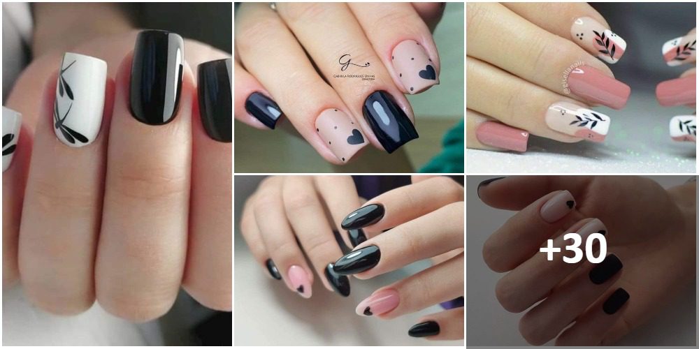 BLACK NAILS WITH PINK AND WHITE【+20 Great Ideas】 【The Best of 2022】