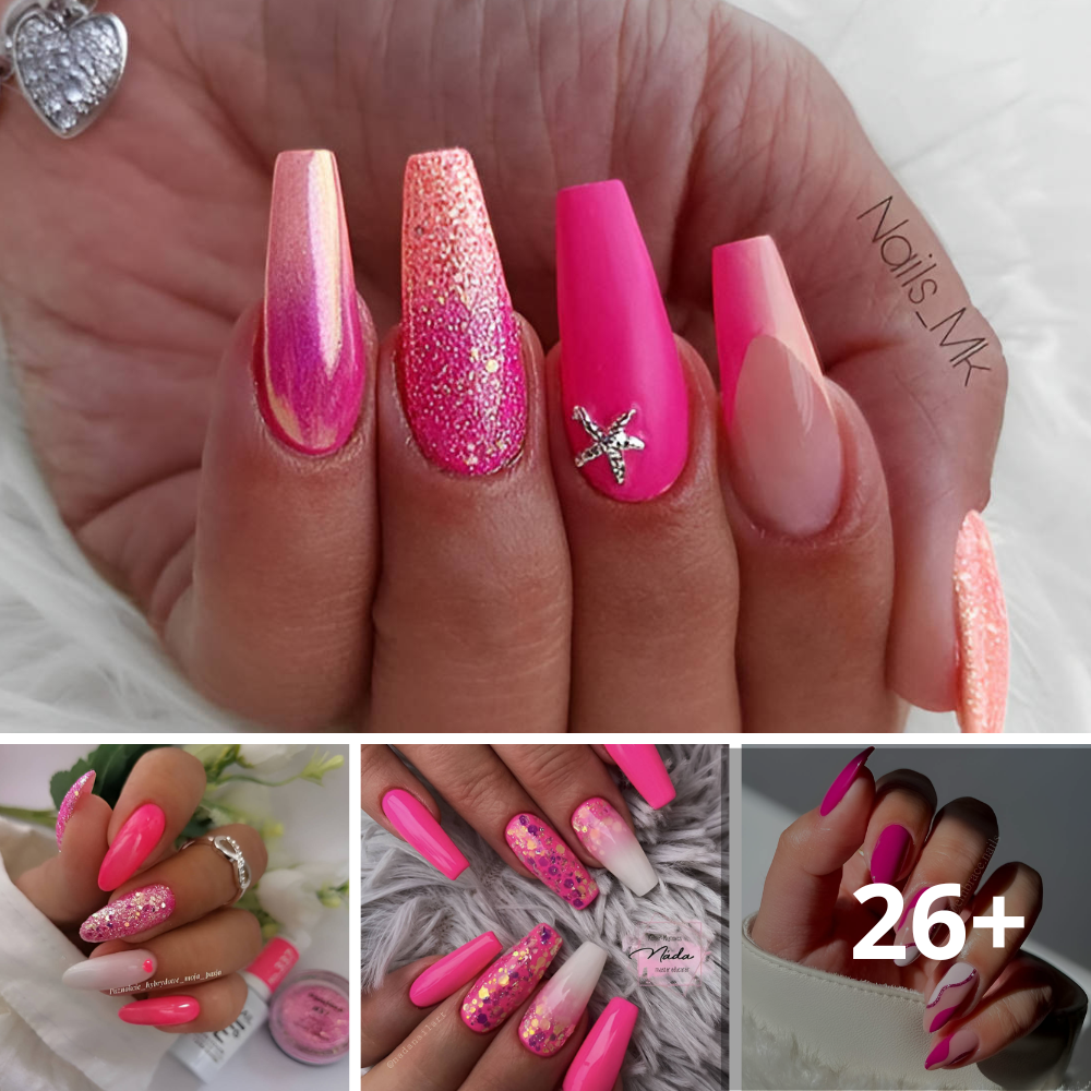 Discover the top 22 H๏τ pink nail designs inspired by the Barbiecore trend for fashionable women