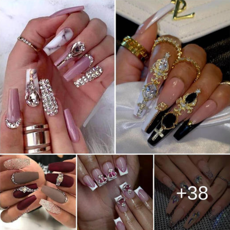 44 Eye-Catching Diamond Nail Design Ideas for the Holidays 44 Eye-Catching Diamond Nail Design Ideas for the Holidays