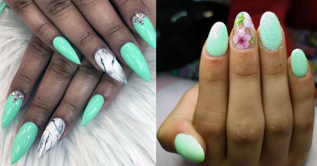 Top 34  Best Mint Nails For Women – Cool Green Design Ideas