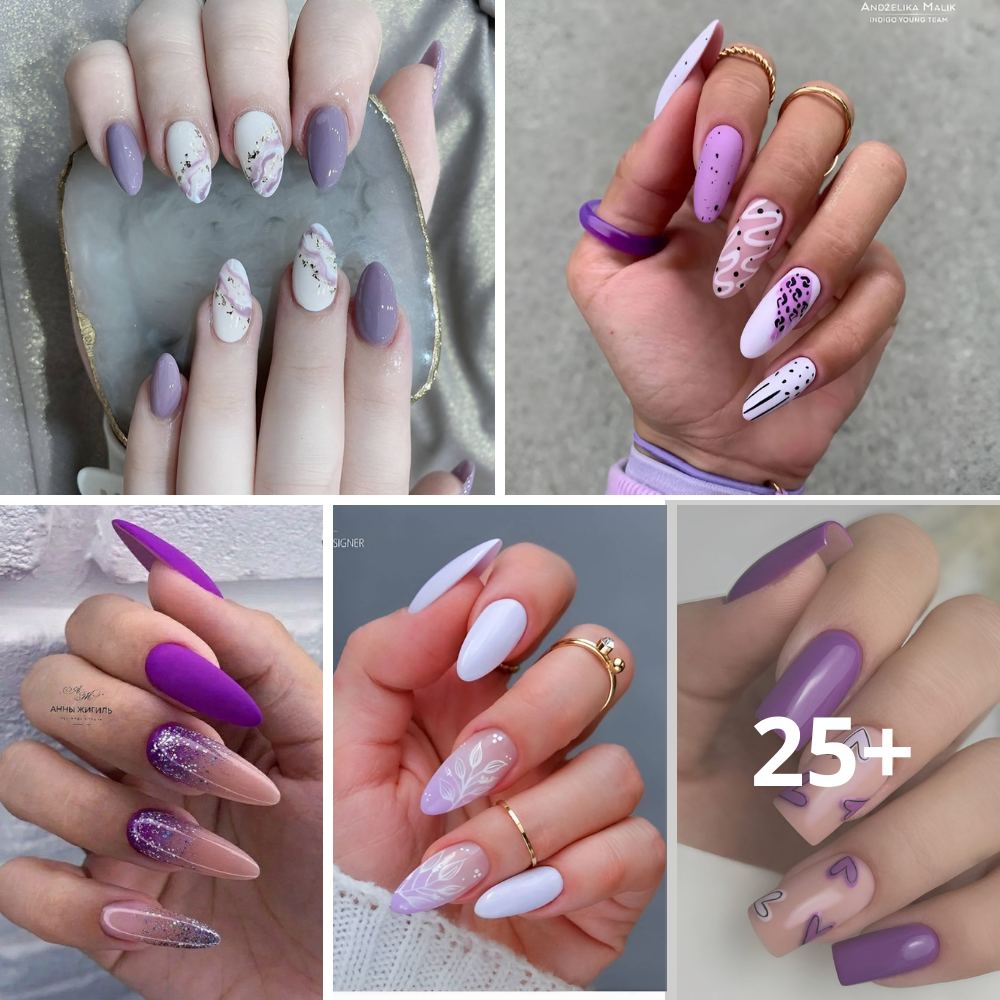 Elevate your summer style with the prettiest purple and white manicures.