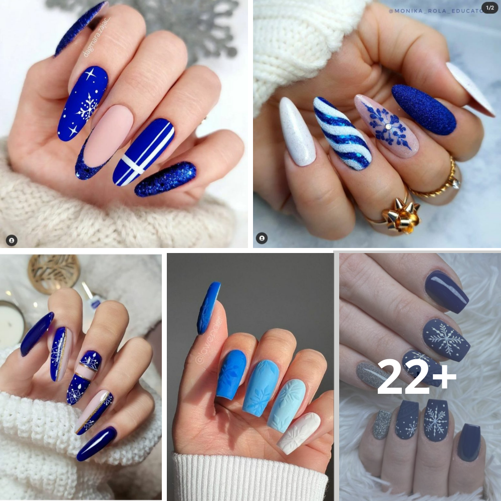 32 Glamorous Blue Nail Inspirations for the 2024 Holiday Festivities