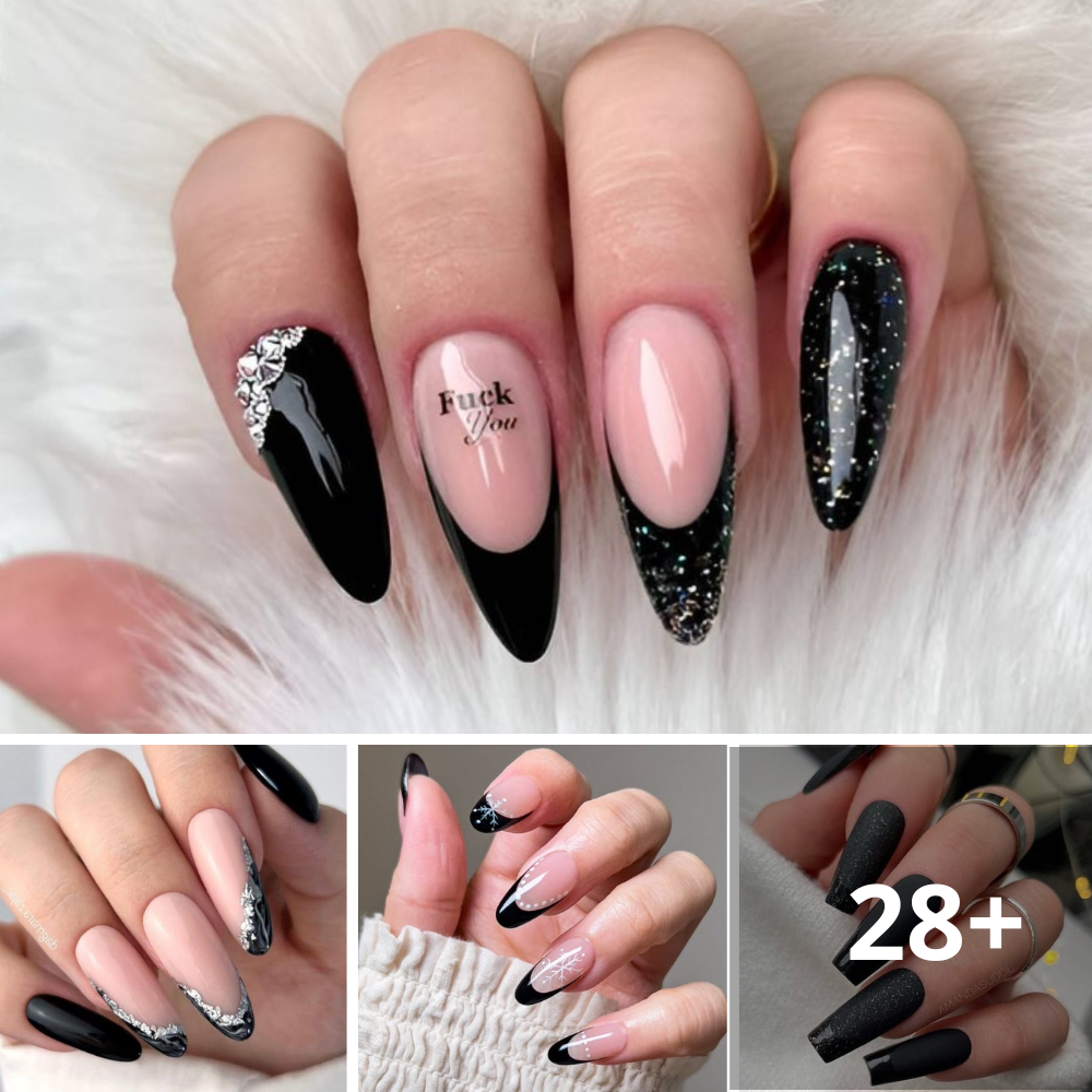 27 Irresistibly Elegant Black French Tip Nail Designs