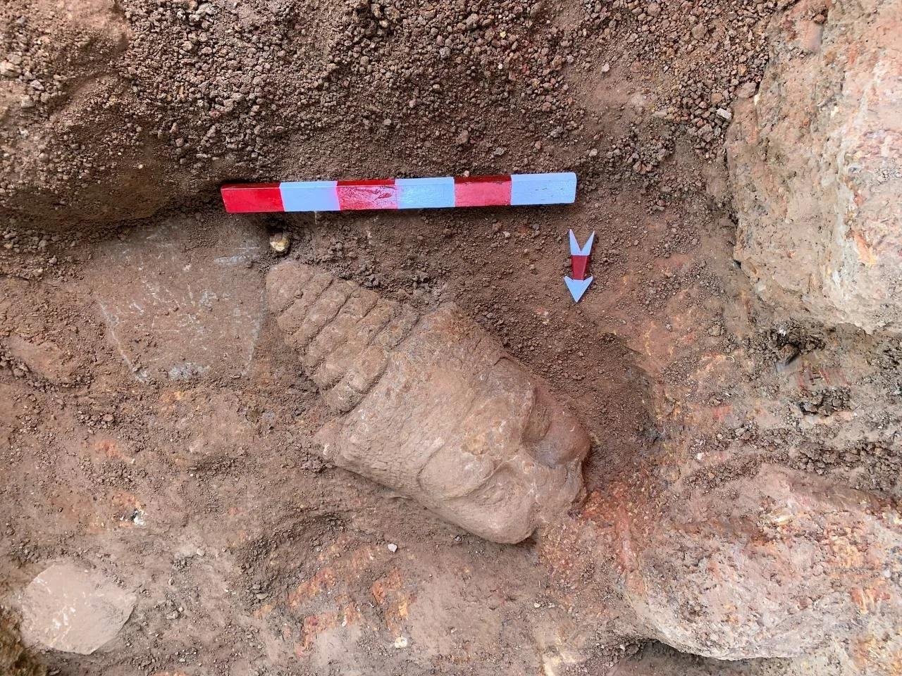 Missing head of Deva statue unearthed at Cambodia’s Angkor Thom