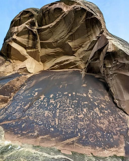 Newspaper Rock, One Of The Largest Known Collections Of Ancient Petroglyphs, In Indian Creek State Park On The Road To Canyonlands National Park Near Monticello, Utah