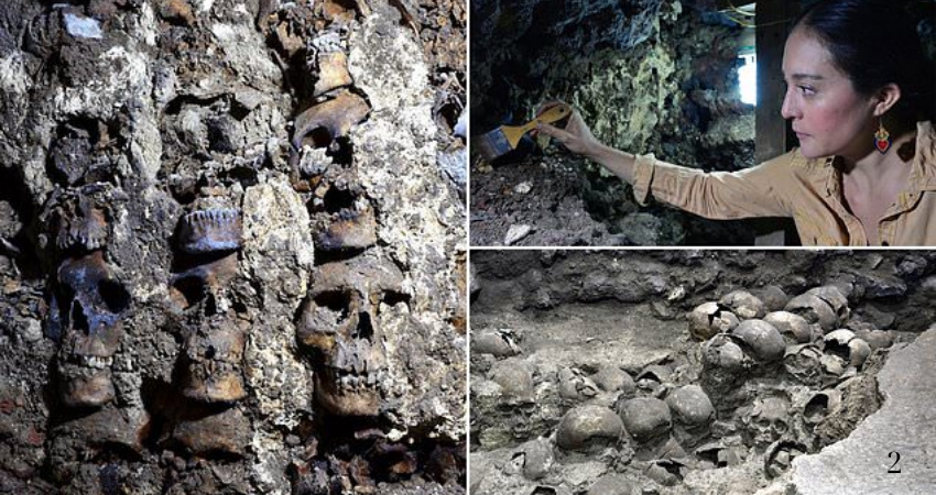 Tower of human skulls reveals grisly scale to archaeologists in Mexico City