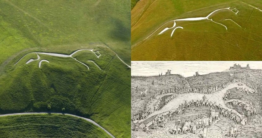 The White Horse of Uffington is a 3,000 year old prehistoric hill figure in Oxford.