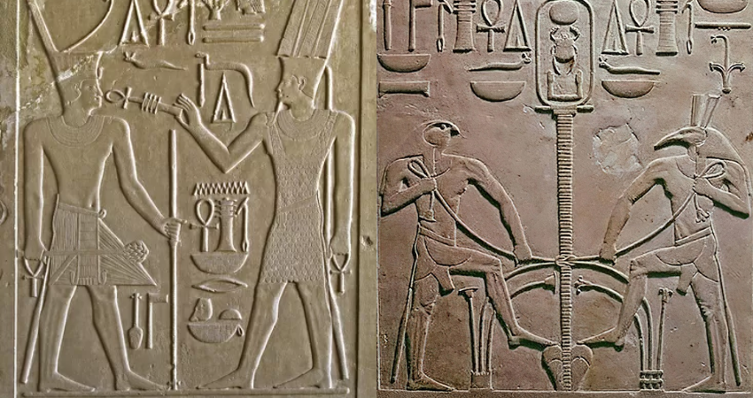 Hieroglyphs of the columns of the white chapel of Pharaoh Senusret I