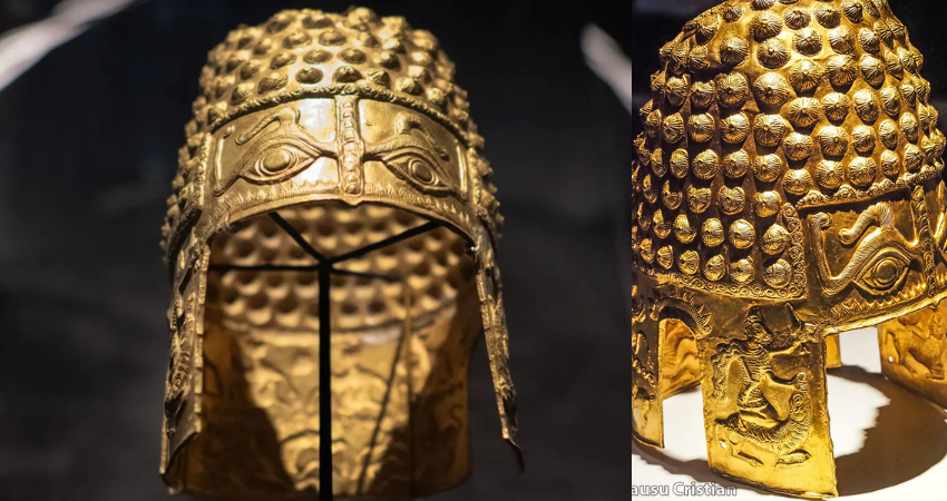 This Dacian golden helmet, was discovered in 1929 in Romania.