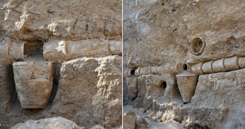 Ancient aqueduct system hidden beneath the remnants of a historic castle.