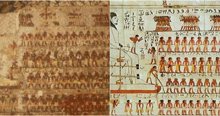 Painting inside the tomb of the ancient Egyptian nomarch DjehutiH๏τep (1900 BC)